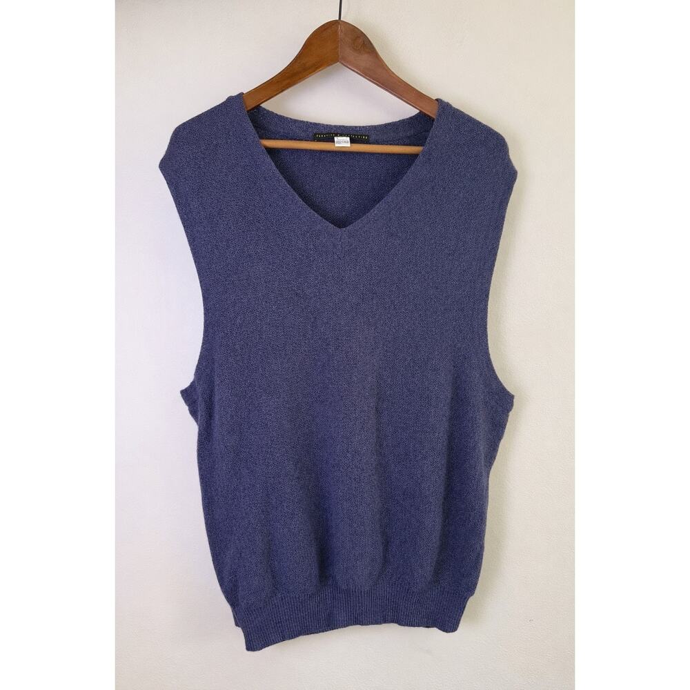 Peruvian Connection 100% Alpaca Sweater Vest Blue V Neck Size L
